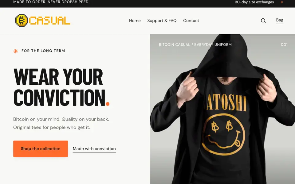 Bitcoin Casual website by SquidInk USA