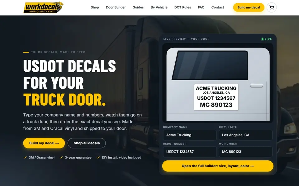 Work Decals website by SquidInk USA